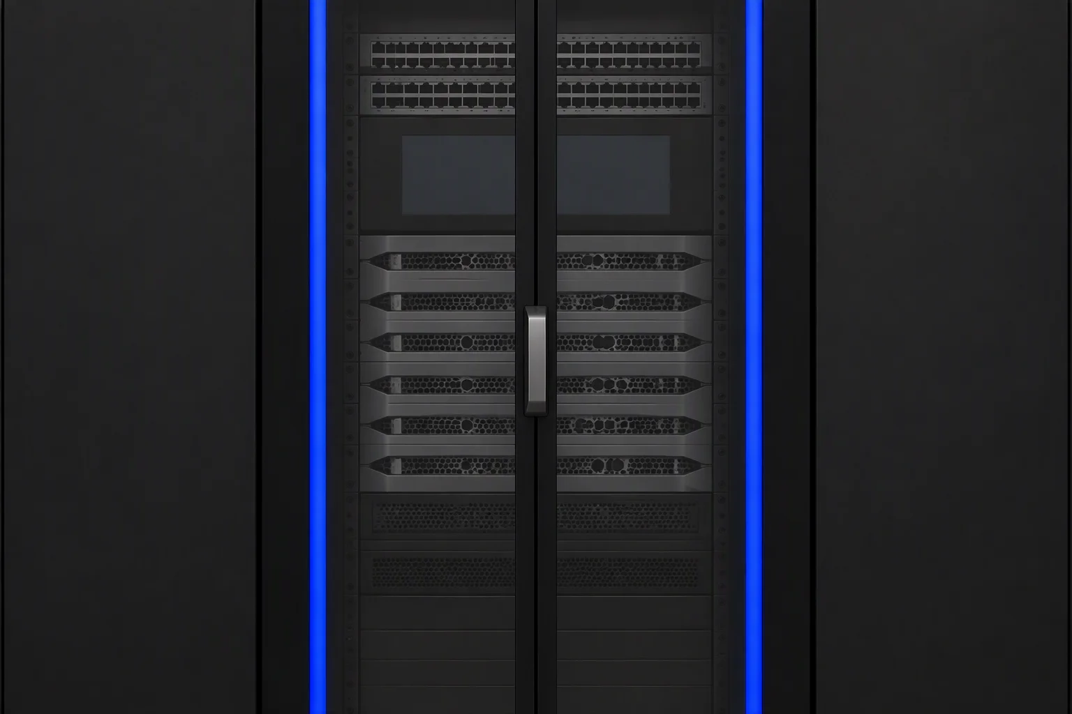 The single-row cabinet in place at a site, door closed